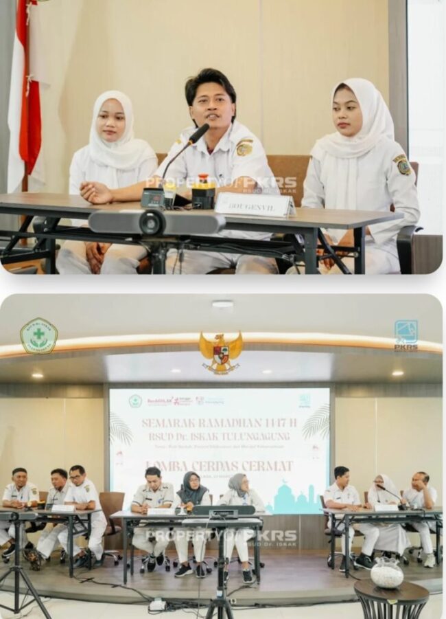 Suasana kompetisi peserta dalam lomba cerdas cermat Ramadhan yang digelar RSUD dr Iskak Tulungagung.