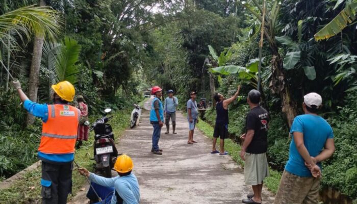 Perbaikan tiang listrik miring di Karangsari Gondanglegi