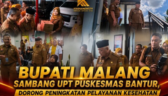 Bupati Malang saat melakukan kunjungan kerja dan peninjauan pelayanan kesehatan di UPT Puskesmas Bantur bersama tenaga medis dan jajaran pemerintah daerah Kabupaten Malang.